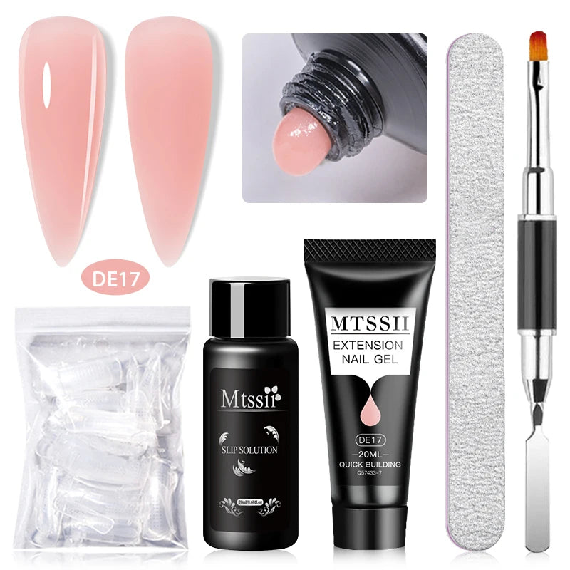 MTSSII 20m Extension Nail Gel Set Manicure Set Finger Quick Buliding Extension Gel Nail Polish Kit Soak Off UV Gel LED Nail Art