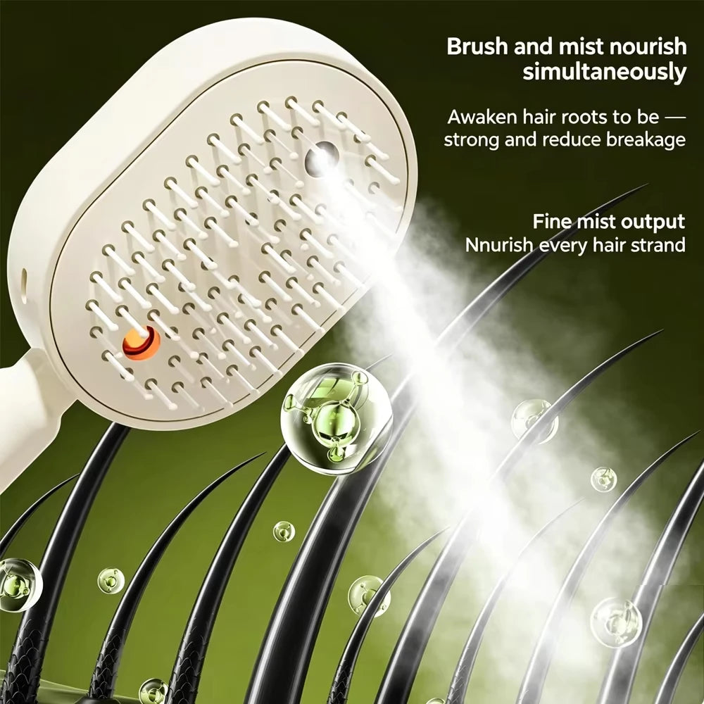 Electric Spray Hair Brush Rechargeable Water Spray Hair Brush Anti-Static Hair Brush Reduce Frizz Electric Steam Massage Comb
