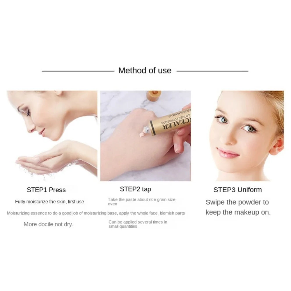 New 2 Color Concealer Waterproof Hypoallergenic Foundation Make-up High Covering Natural Makeup Liquid Foundation Universal