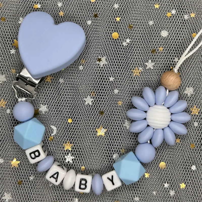 Custom Personalized Name Pacifier Clips BPA Free Silicone Baby Pacifier Clips Colorful Pacifier Chain Holder Teething