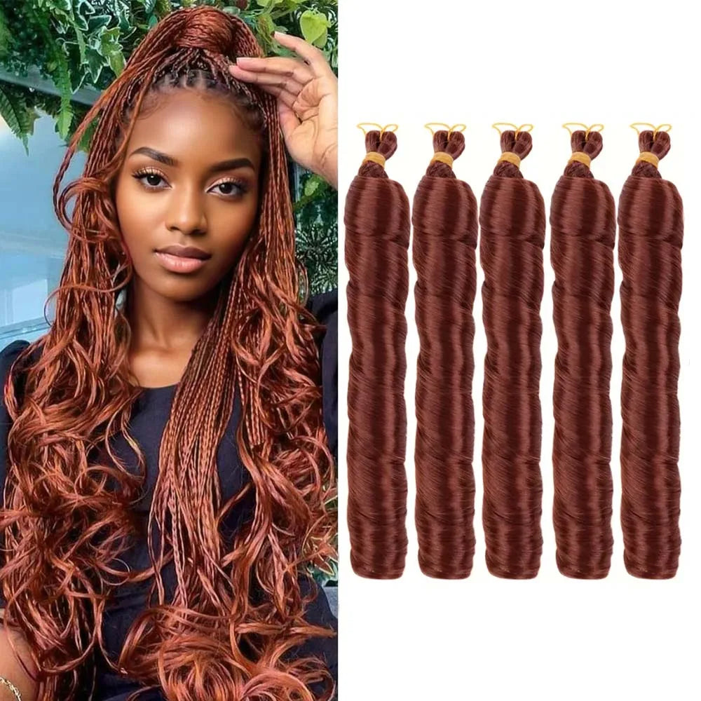 3/5Packs 24Inch Synthetic French Curls Crochet Hair Pre-Stretched Loose Wave Braiding Hair Ombre Loose Curly Braids Braids Hair