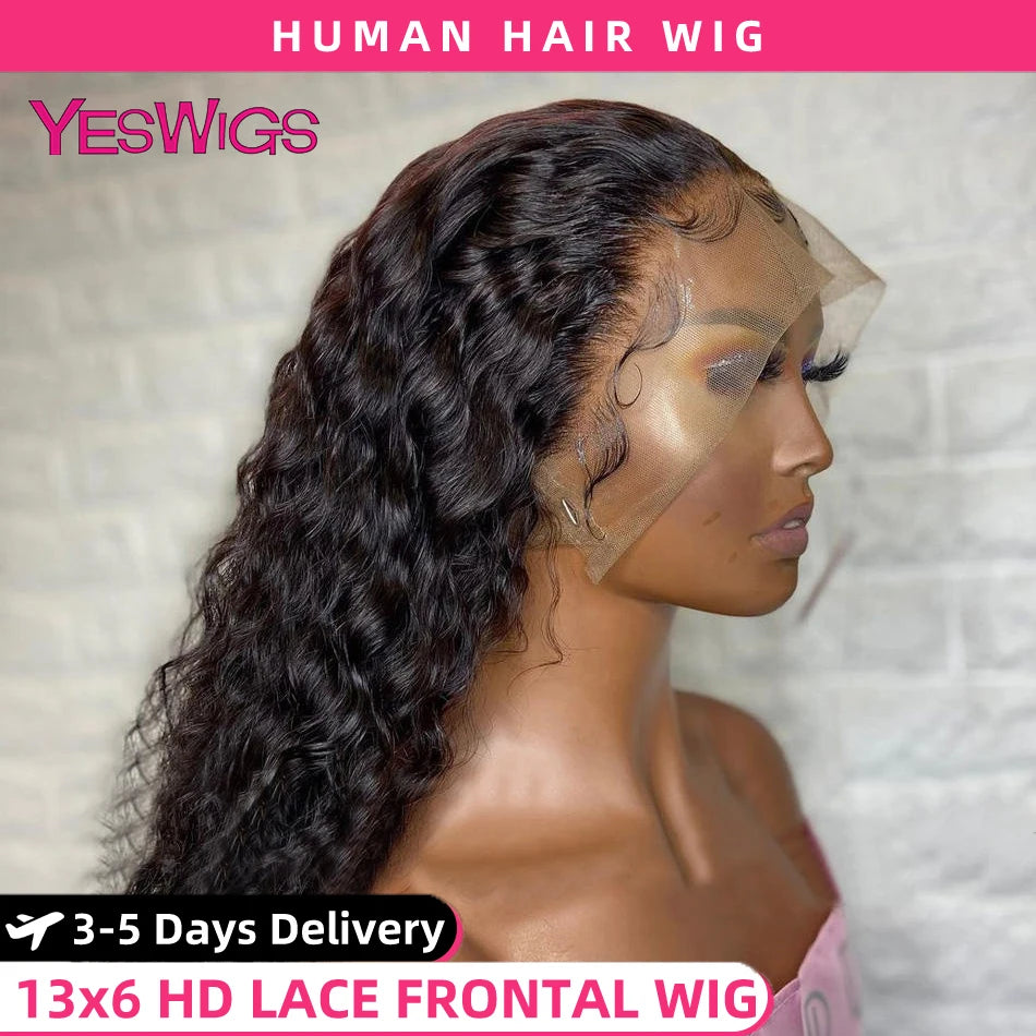 HD 13x6 Deep Curly Lace Front Human Hair Wigs Pre Plucked Brazilian 30 Inch Water Wave Glueless Lace Frontal Wig Raw Human Hair