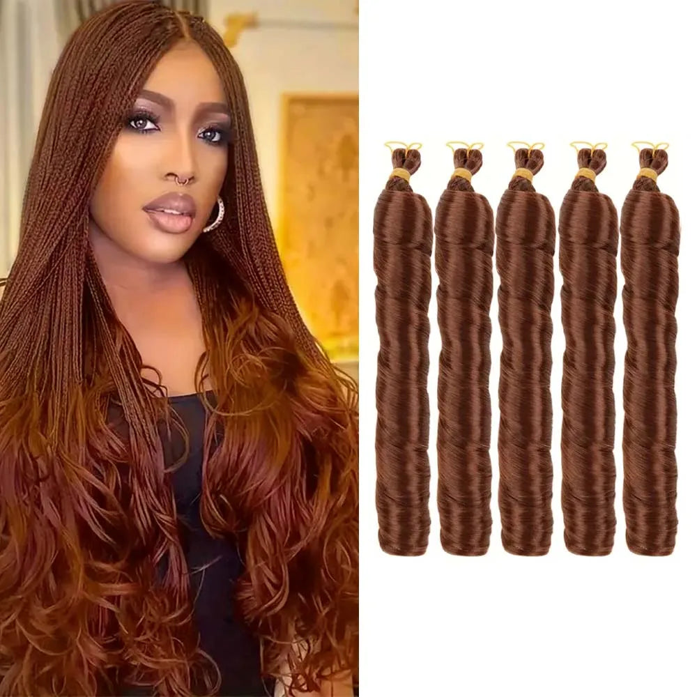 3/5Packs 24Inch Synthetic French Curls Crochet Hair Pre-Stretched Loose Wave Braiding Hair Ombre Loose Curly Braids Braids Hair