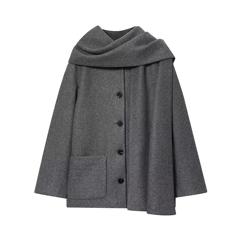 Fashion British Style Trench Coat with Detachable Scarf Women's Single Breasted Long Sleeve Jacket 2025 Winter Classic Outerwear