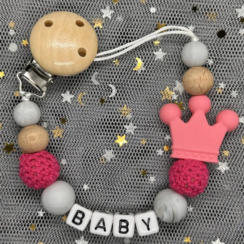 Custom Personalized Name Pacifier Clips BPA Free Silicone Baby Pacifier Clips Colorful Pacifier Chain Holder Teething