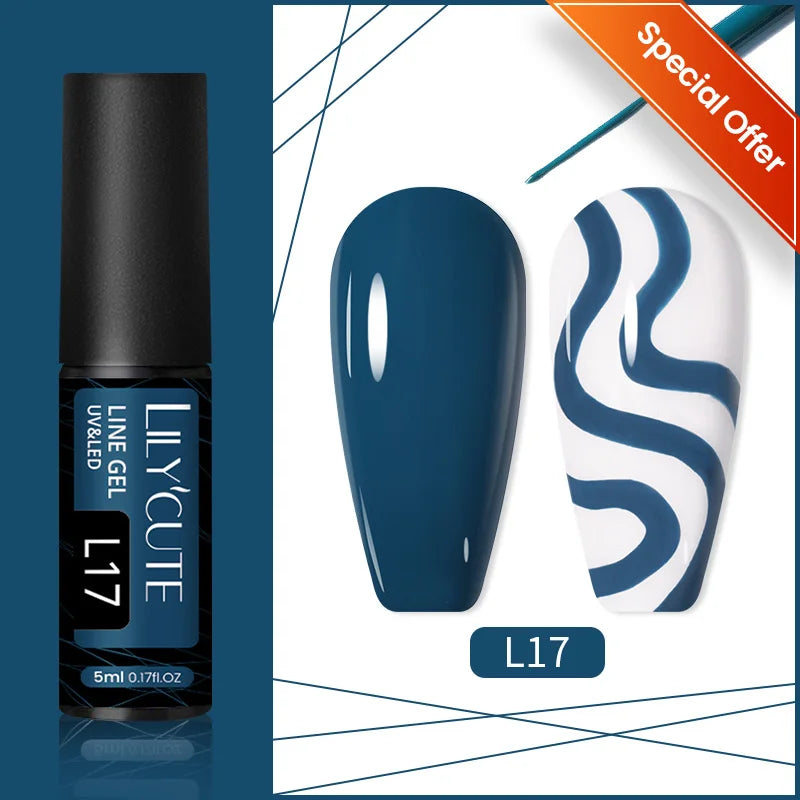LILYCUTE 5ml Super-Bright Mirror Metallic Liner Gel Nail Polish Gold Silver French Style Drawing Stripe Nail Art Graffiti UV Gel