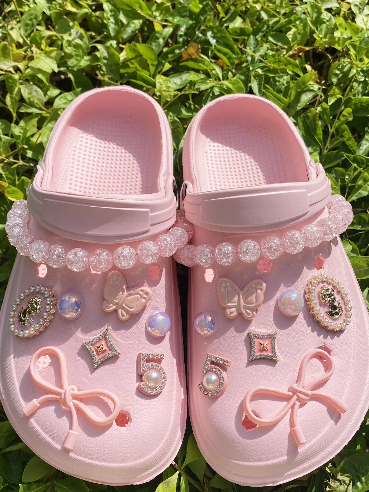 16 fashionable pink (bow, dot diamond 5, small butterfly, broken bead chain) shoe buckle DIY decorations, multi-functional shoe