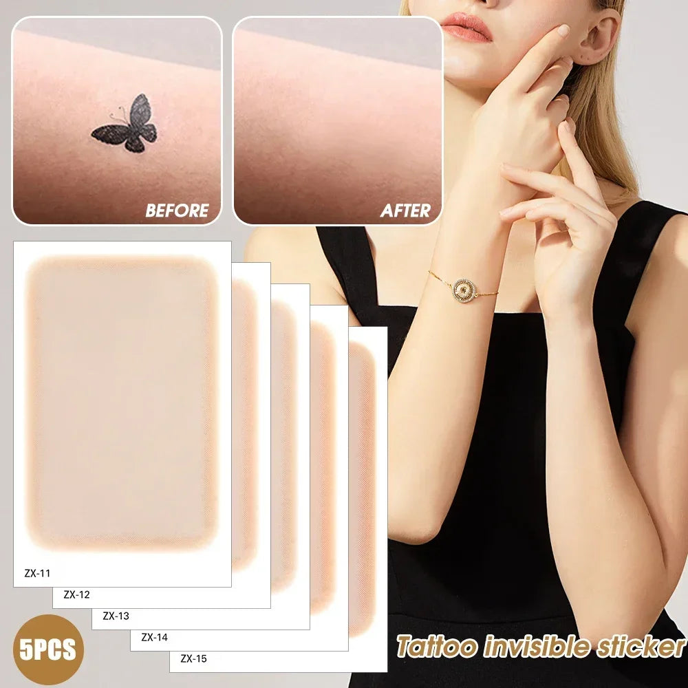 5Pcs Full Cover Concealer Tattoo Waterproof Scar Acne Cover Up Stickers Body Arm Temporary Flaw Hide Tapes Cover-up Patches