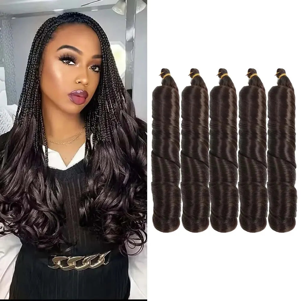 3/5Packs 24Inch Synthetic French Curls Crochet Hair Pre-Stretched Loose Wave Braiding Hair Ombre Loose Curly Braids Braids Hair
